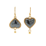 Aura Heart - Drop Earrings - Black & Gold