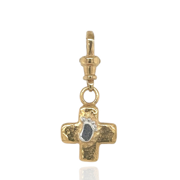 Beamus Baby Foot Cross Charm - Gold