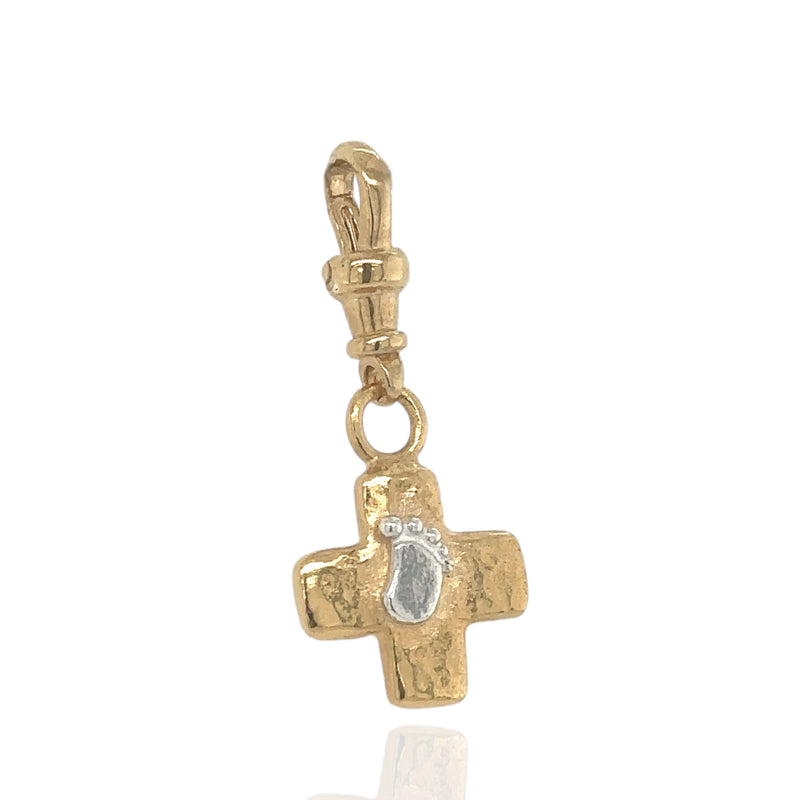 Beamus Baby Foot Cross Charm - Gold