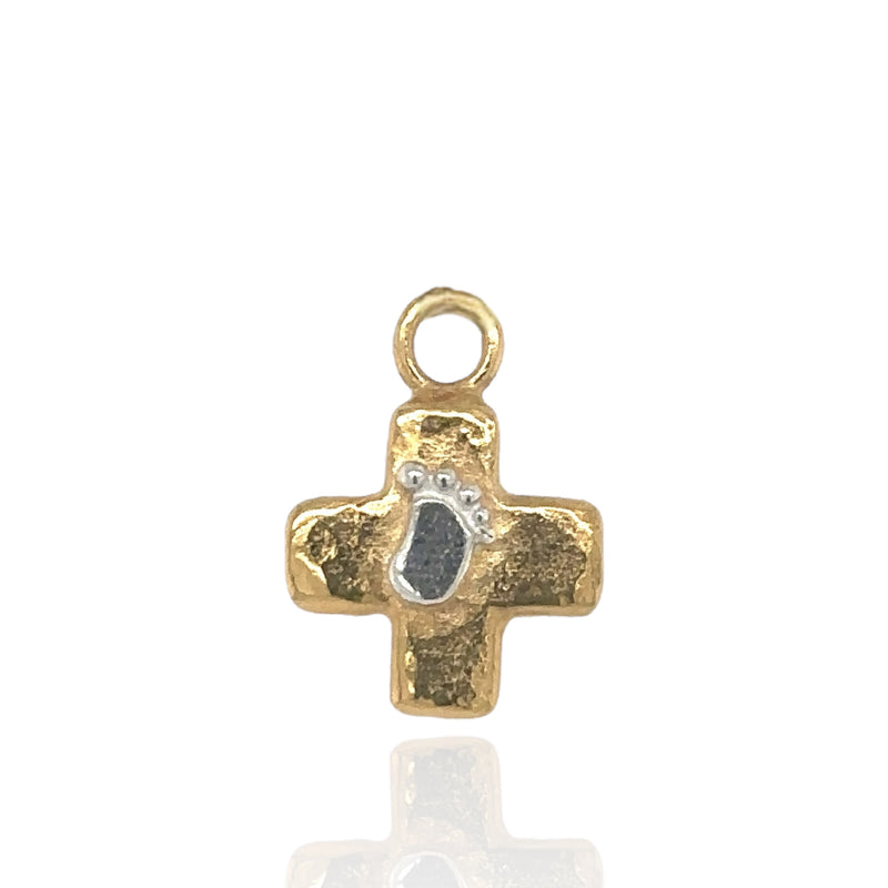 Beamus Baby Foot Cross Charm - Gold