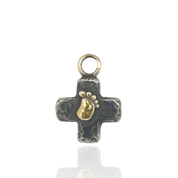 Beamus Baby Foot Cross Charm - Black & Gold