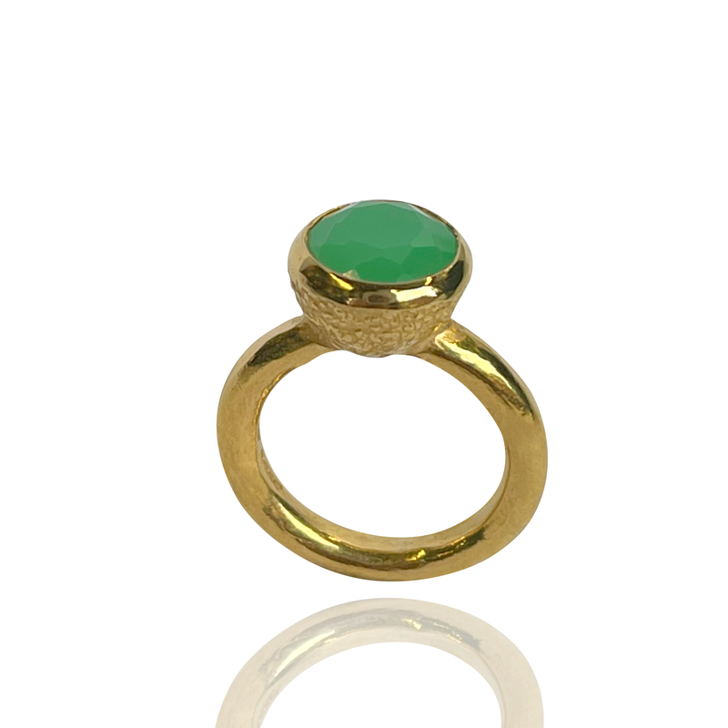 Behrianna Cocktail Ring - 10mm Chrysoprase  - Solid Gold