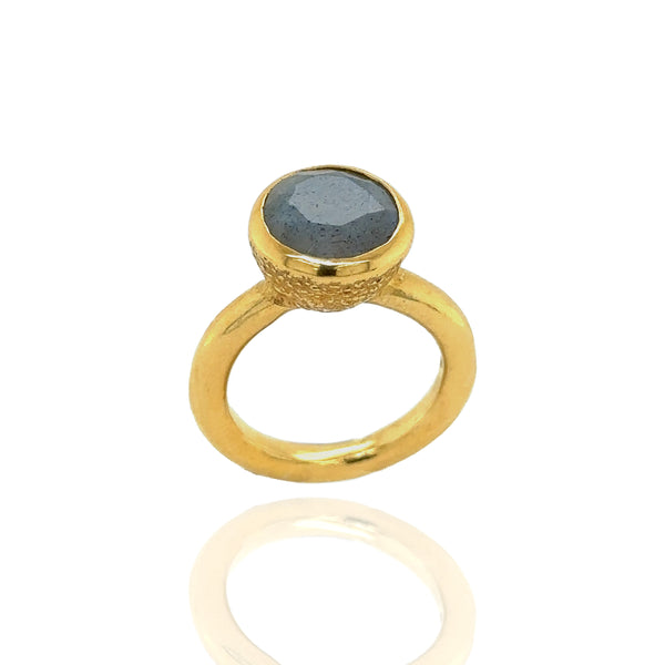 Behrianna Cocktail Ring - 10mm Labradorite - Solid Gold