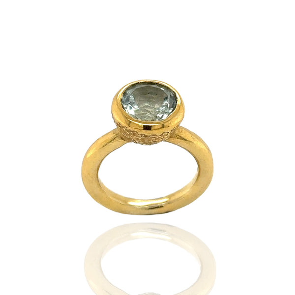 Behrianna Cocktail Ring - 10mm Green Amethyst - Solid Gold