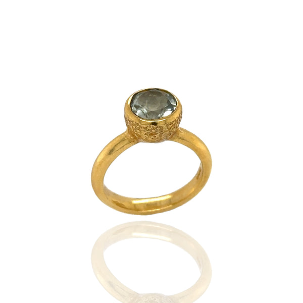 Behrianna Cocktail Ring - 7.5 mm - Green Amethyst - Solid Gold