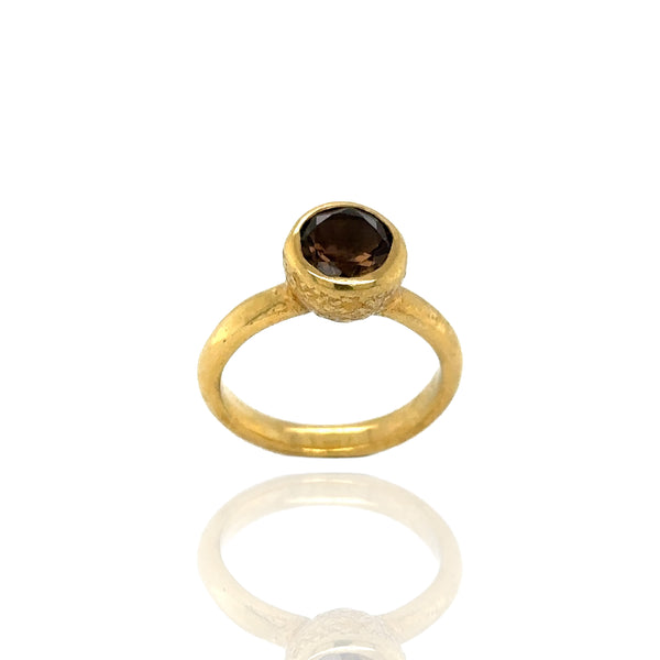 Behrianna Cocktail Ring - 7.5 mm - Smoky Quartz - Solid Gold