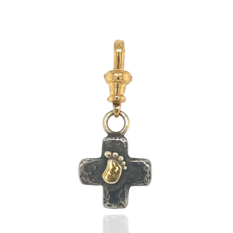 Beamus Baby Foot Cross Charm - Black & Gold