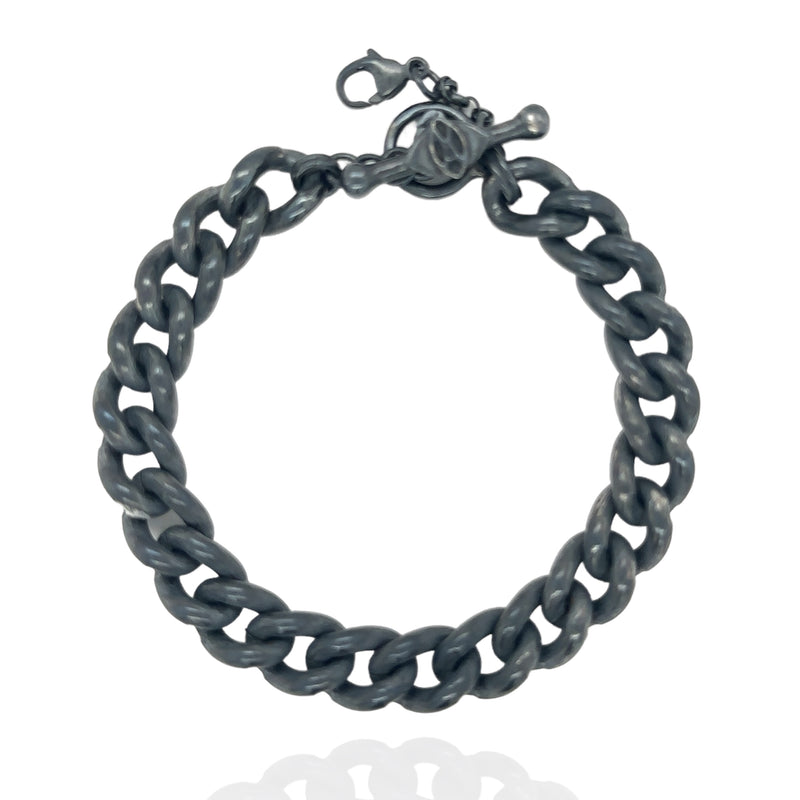 Beck Bracelet -Chunky Curb  - Black Silver