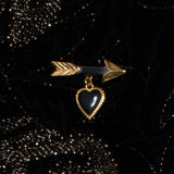 Cupid's Arrow & Lulu Heart Brooch - Black & Gold