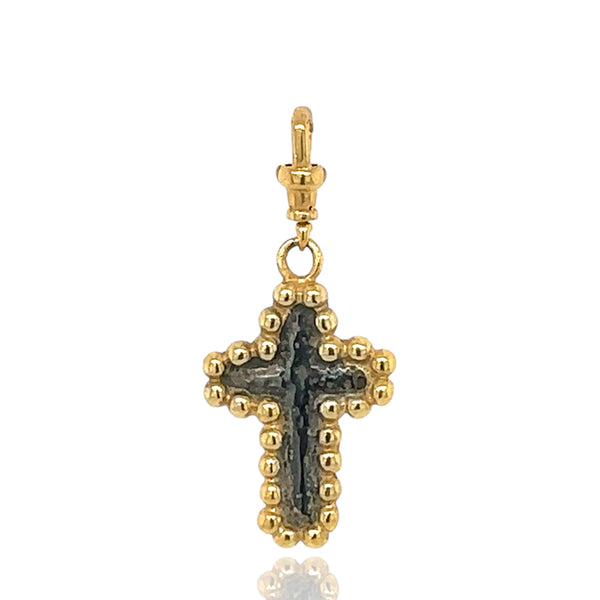 Dasha Cross Charm - Black & Gold