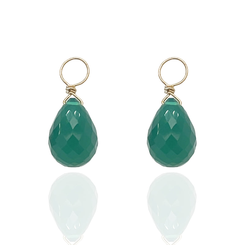 Green Onyx Briolette Drops for Neo Hoops