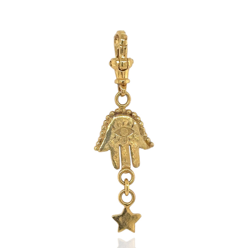 Fatima Hamsa Hand Charm - Fully Gold