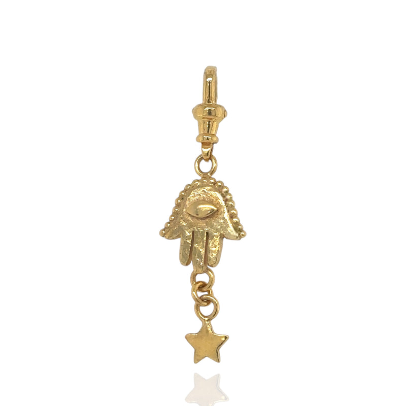 Fatima Hamsa Hand Charm - Fully Gold