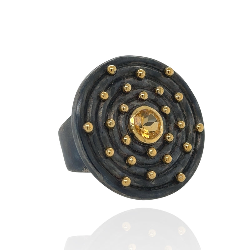 Helix Ring - Citrine - Black & Gold