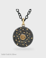 Helix Pendant - Citrine - Solid Gold & Black Silver