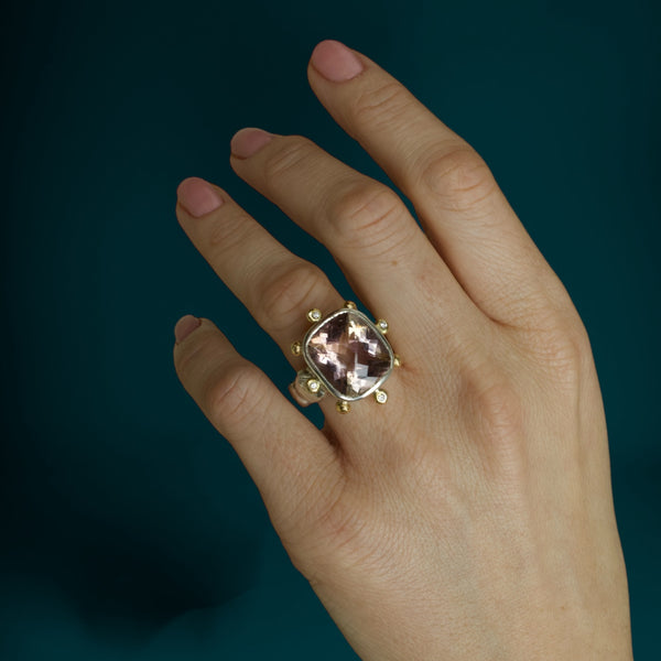 Lucy II Cocktail Ring - Ametrine - 18ct Solid Gold, Silver & Diamonds