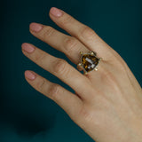 Lucy III Cocktail Ring - Smoky Quartz - 18ct Solid Gold, Silver & Diamonds