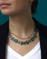 Malena Asymmetrical Gem Necklace - 18ct Solid Gold & Black Silver - Emeralds & Topaz