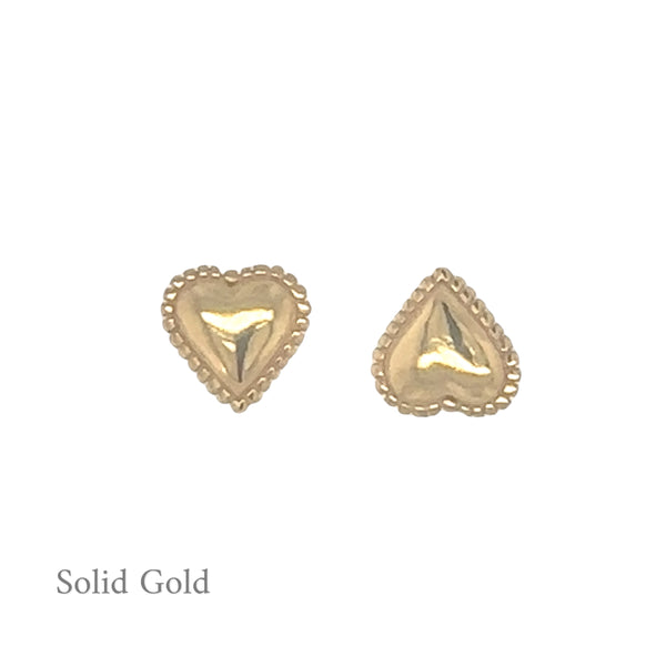 Zoe Heart Stud Earrings - Solid Gold