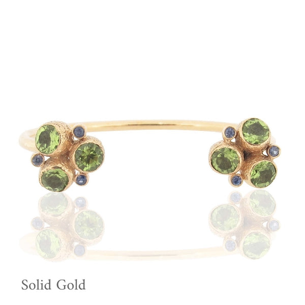 Alma Cuff/Bangle - Peridot & Sapphire - Solid Gold