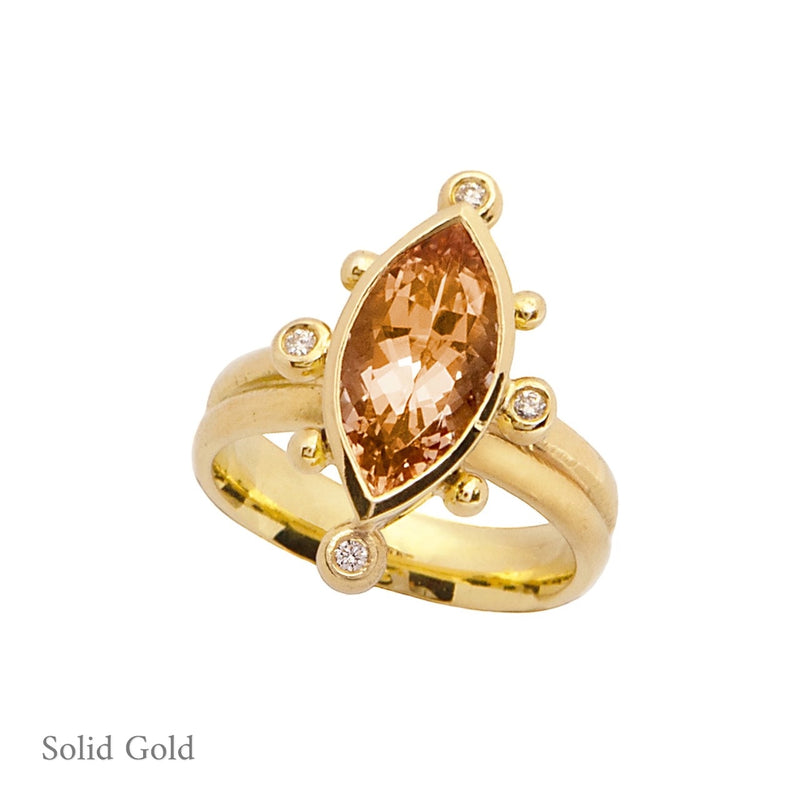 Phoebe Ring - Morganite & Diamonds -  Solid Gold - Simonetta's Jewels Reimagined