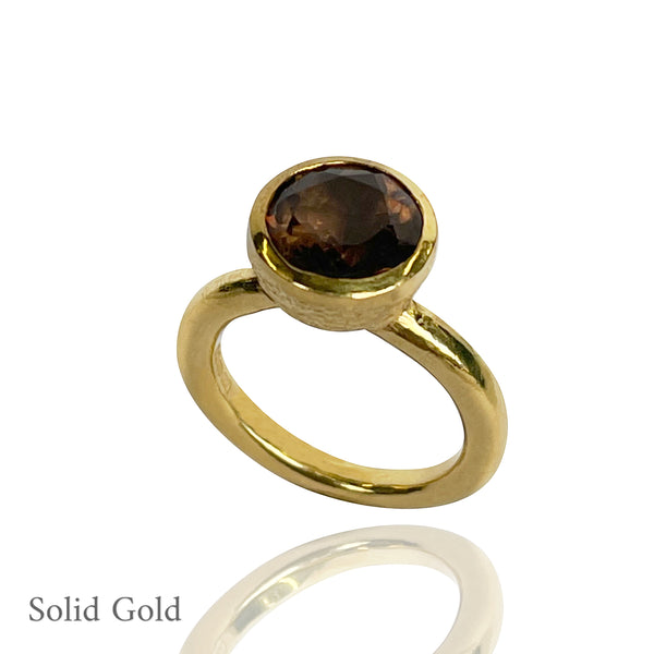 Behrianna Cocktail Ring - 10 mm - Smoky Quartz - Solid Gold