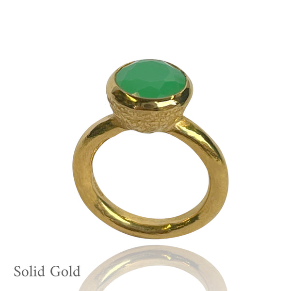 Behrianna Cocktail Ring - 10mm Chrysoprase  - Solid Gold