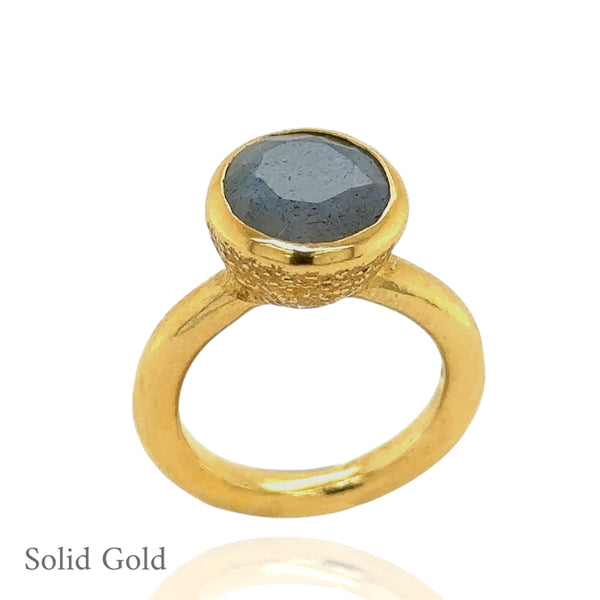 Behrianna Cocktail Ring - 10mm Labradorite - Solid Gold