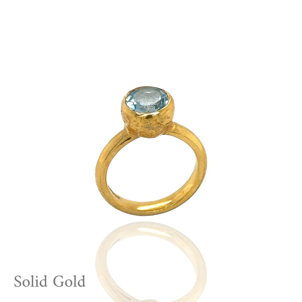 Behrianna Cocktail Ring - 7.5 mm - Sky Blue Topaz - Solid Gold