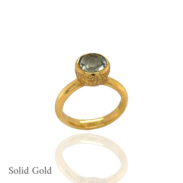 Behrianna Cocktail Ring - 7.5 mm - Green Amethyst - Solid Gold