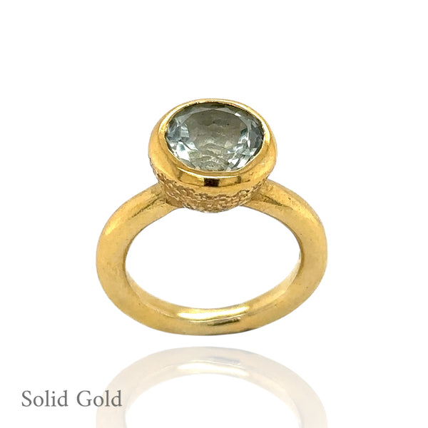 Behrianna Cocktail Ring - 10mm Green Amethyst - Solid Gold