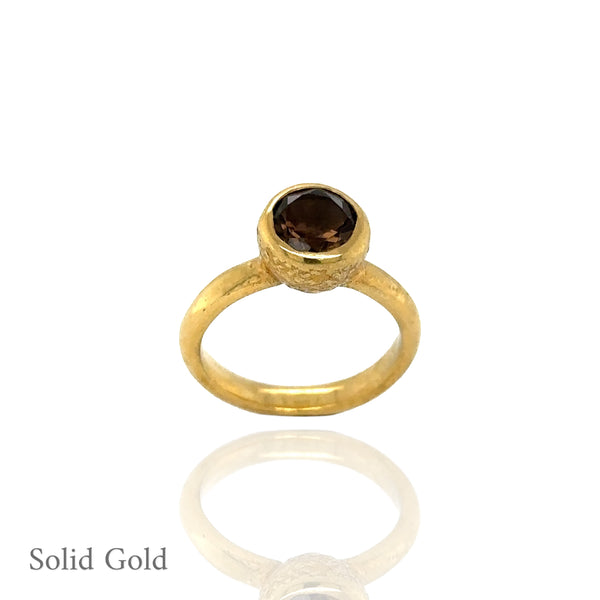 Behrianna Cocktail Ring - 7.5 mm - Smoky Quartz - Solid Gold