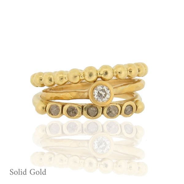 Constantine Ring Stack - Diamonds - Solid Gold