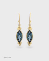 Alamar Earrings - 18ct Solid Gold - London Blue Topaz