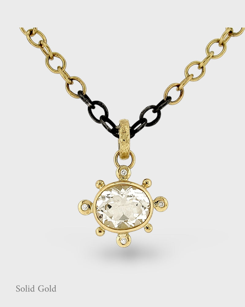 Alanna Pendant - 18ct Solid Gold - Topaz & Diamonds