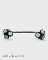 Alma Cuff/Bangle - Blue Topaz - Solid Gold & Black Silver