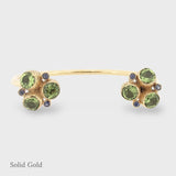 Alma Cuff/Bangle - Peridot & Sapphire - Solid Gold