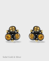 Alma Stud Earrings - Citrine - 18ct Solid Gold & Silver