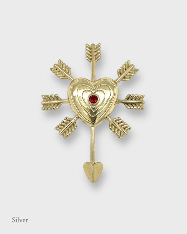 Amorino Arrowed Heart Brooch - Ruby