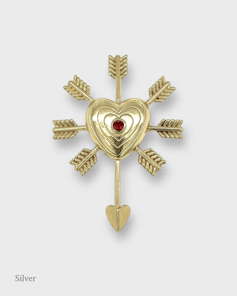 Amorino Arrowed Heart Brooch - Ruby