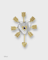 Amorino Arrowed Heart Brooch - Blue Sapphire