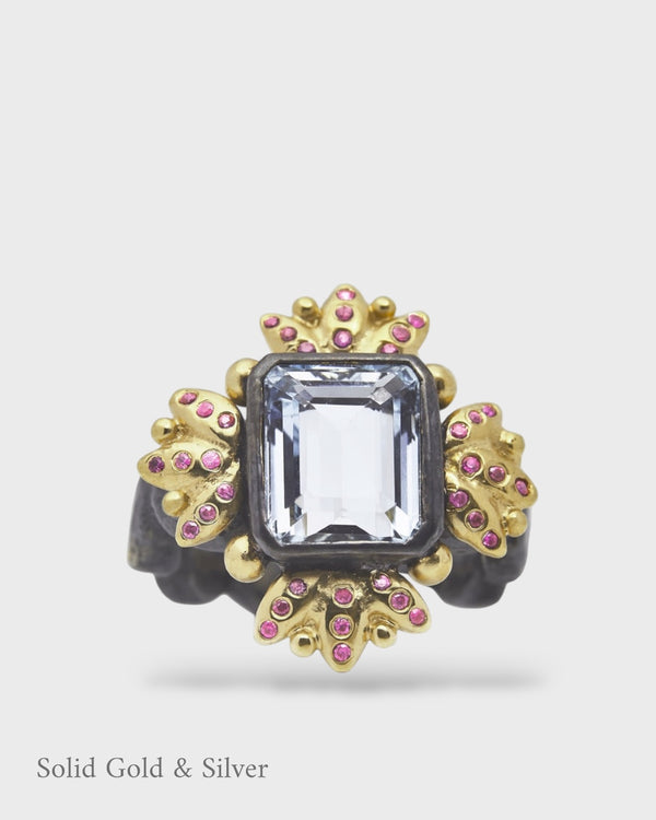Antoinette Regal Ring - Pink Sapphires & Blue Topaz