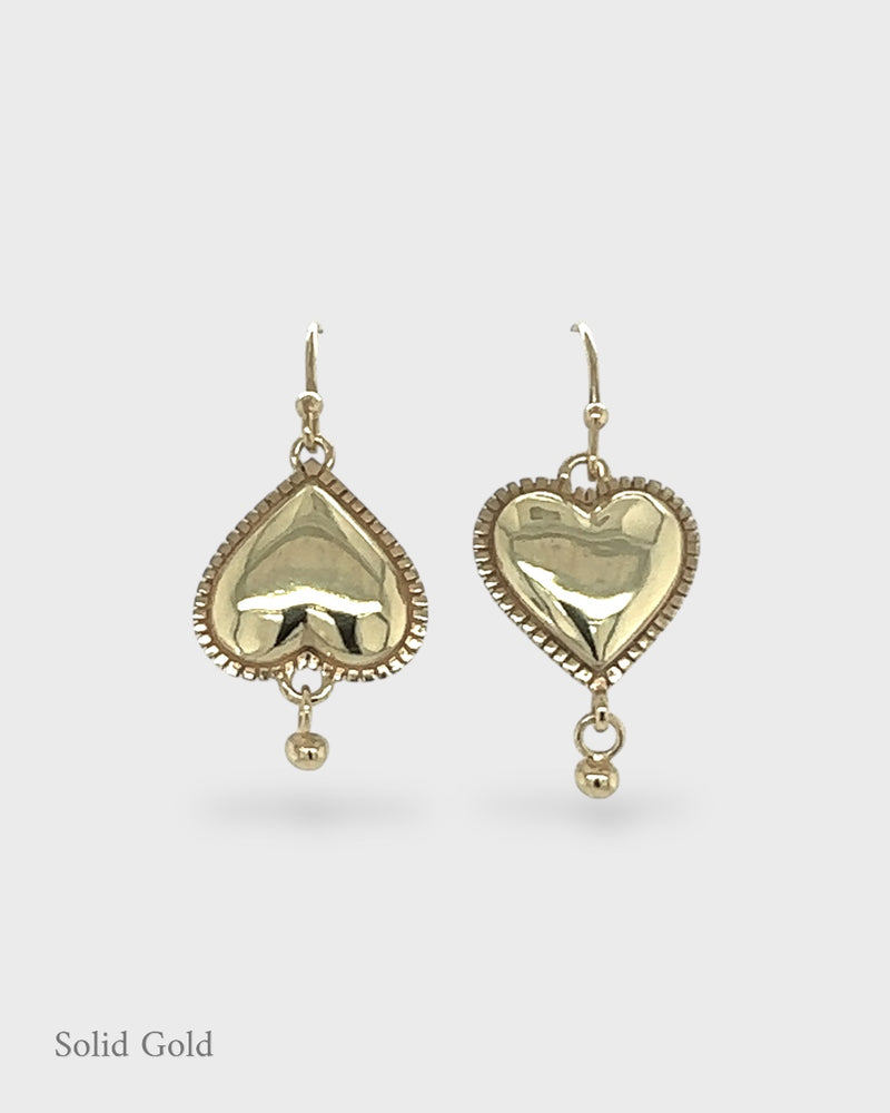 Aura Heart - Drop Earrings - Solid Gold