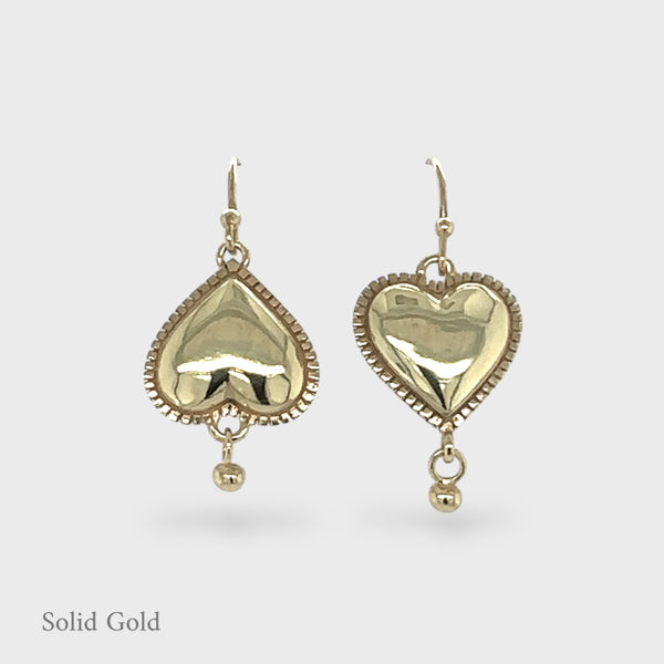 Aura Heart - Drop Earrings - Solid Gold