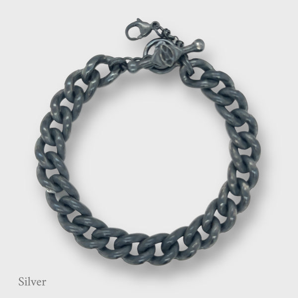 Beck Bracelet -Chunky Curb  - Black Silver