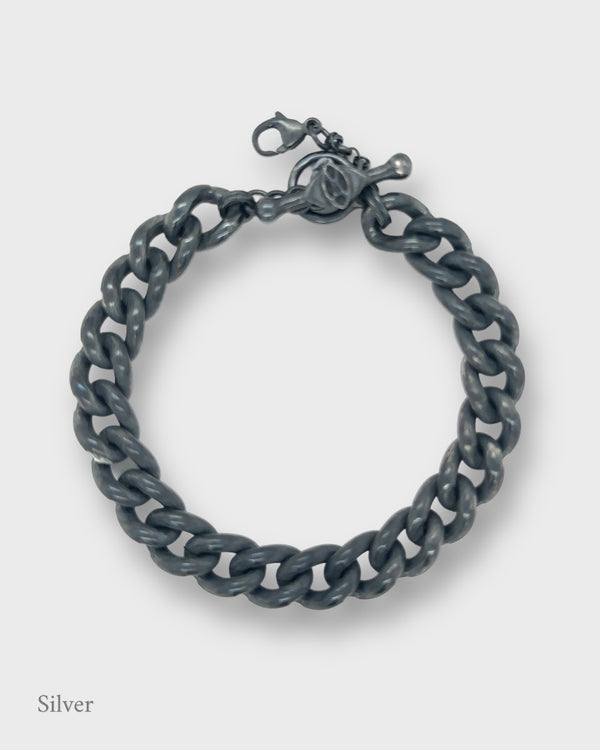 Beck Bracelet -Chunky Curb  - Black Silver