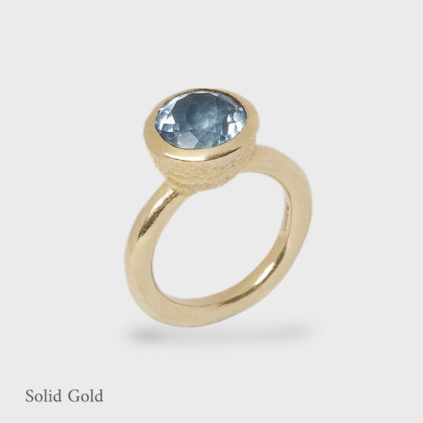 Behrianna Cocktail Ring - 10mm Blue Topaz  - Solid Gold