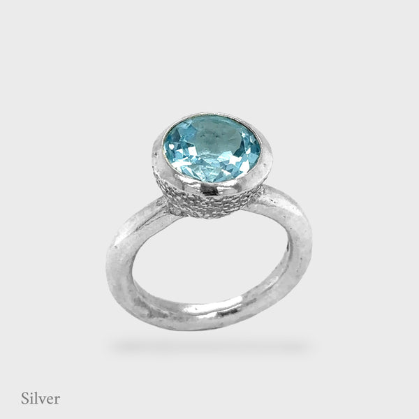 Behrianna Cocktail Ring - 10mm Blue Topaz  - Silver