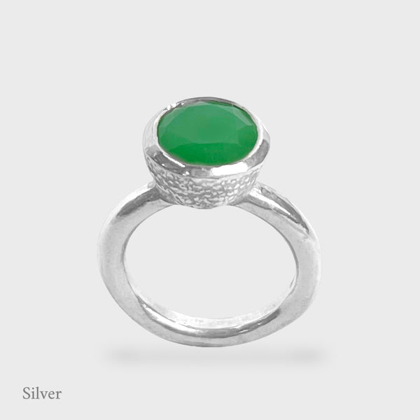 Behrianna Cocktail Ring - 10mm Chrysoprase  - Silver