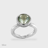 Behrianna Cocktail Ring - 10mm Green Amethyst - Silver